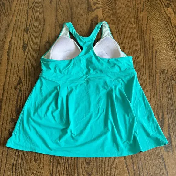 Lands End Womens Solid Teal Green Racerback Tankini Swim Suit Top Plus Size 16 - Picture 2 of 6